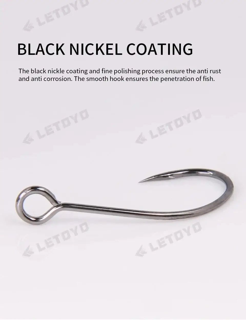 China China LETOYO forged shank Barbed oversize eye Fishhook for spoon lure High Carbon Steel black nickle spinner hook for Stream fishing