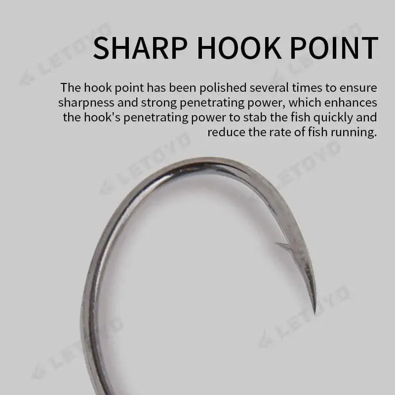 China China LETOYO forged shank Barbed oversize eye Fishhook for spoon lure High Carbon Steel black nickle spinner hook for Stream fishing