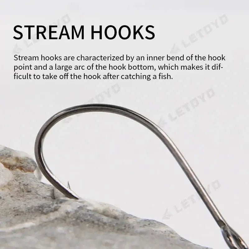 China China LETOYO forged shank Barbed oversize eye Fishhook for spoon lure High Carbon Steel black nickle spinner hook for Stream fishing