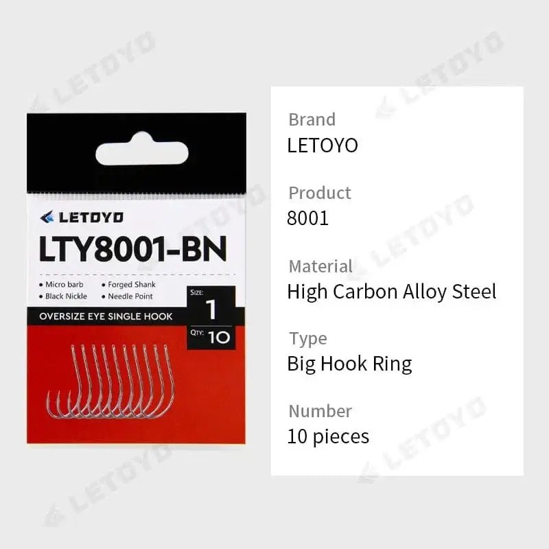 China China LETOYO forged shank Barbed oversize eye Fishhook for spoon lure High Carbon Steel black nickle spinner hook for Stream fishing