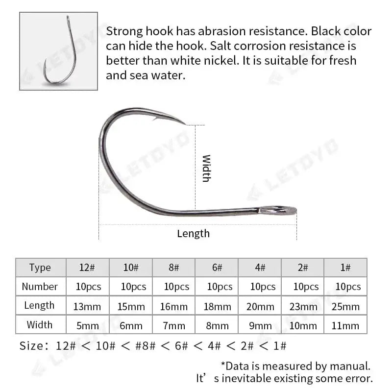 China China LETOYO forged shank Barbed oversize eye Fishhook for spoon lure High Carbon Steel black nickle spinner hook for Stream fishing