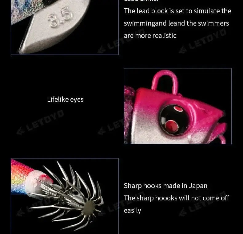 China China LETOYO Luminous Plating squid bait tip run sinker eging squid jig Artificial baits Cuttlefish Octopus EGI Sea Fishing lures