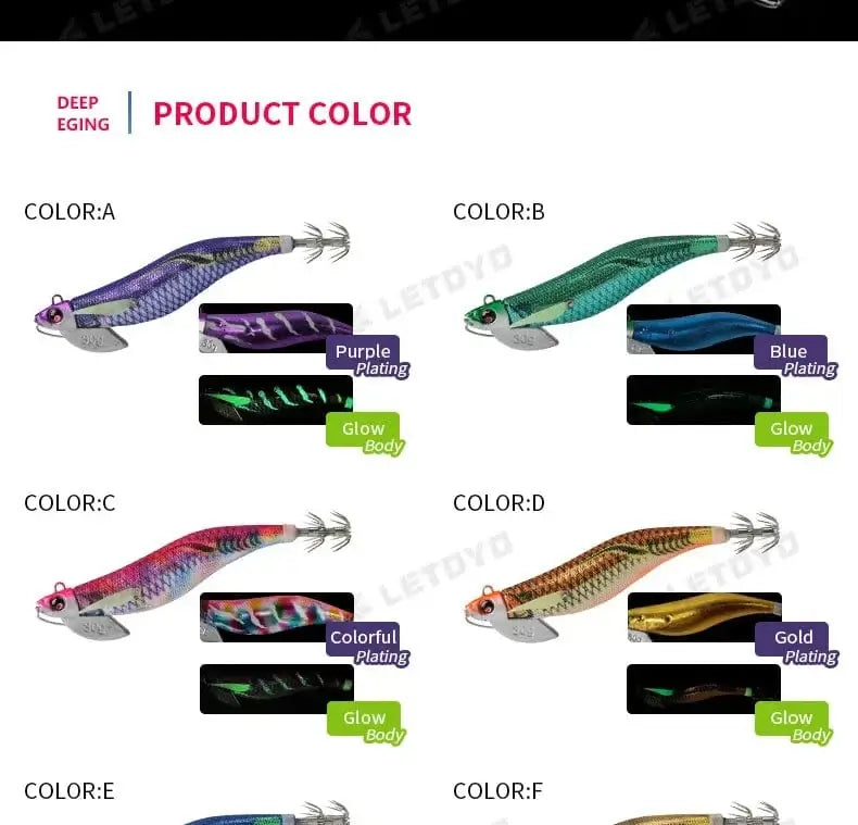 China China LETOYO Luminous Plating squid bait tip run sinker eging squid jig Artificial baits Cuttlefish Octopus EGI Sea Fishing lures
