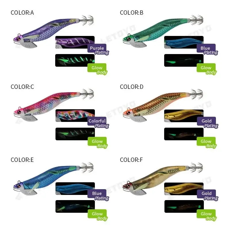 China China LETOYO Luminous Plating squid bait tip run sinker eging squid jig Artificial baits Cuttlefish Octopus EGI Sea Fishing lures