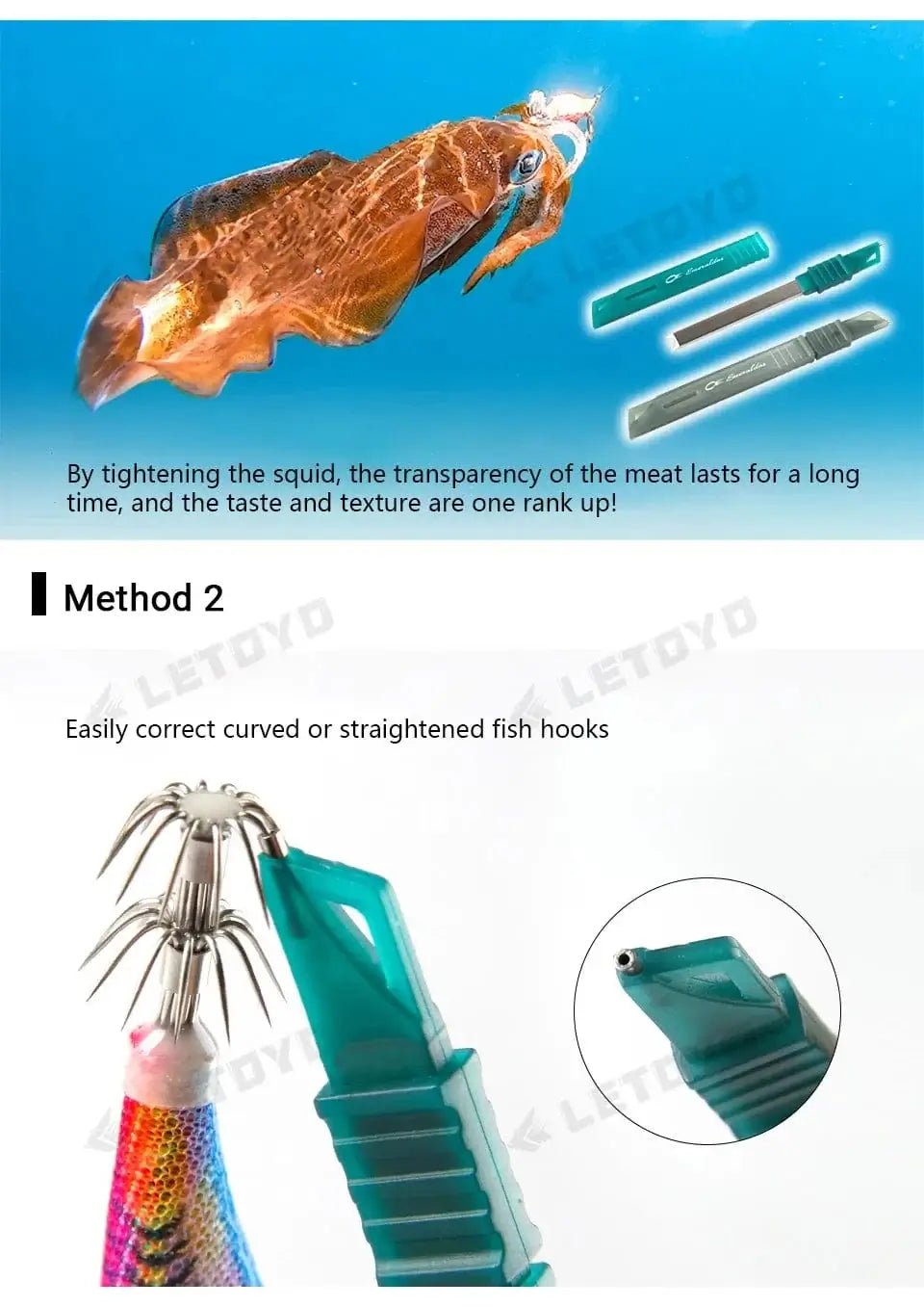 China China LETOYO Squid Nerve Cord Cut Fishing Tools Correct squid jig hook Stainless Steel Squid Knife for Webfoot Octopus Cuttlefish