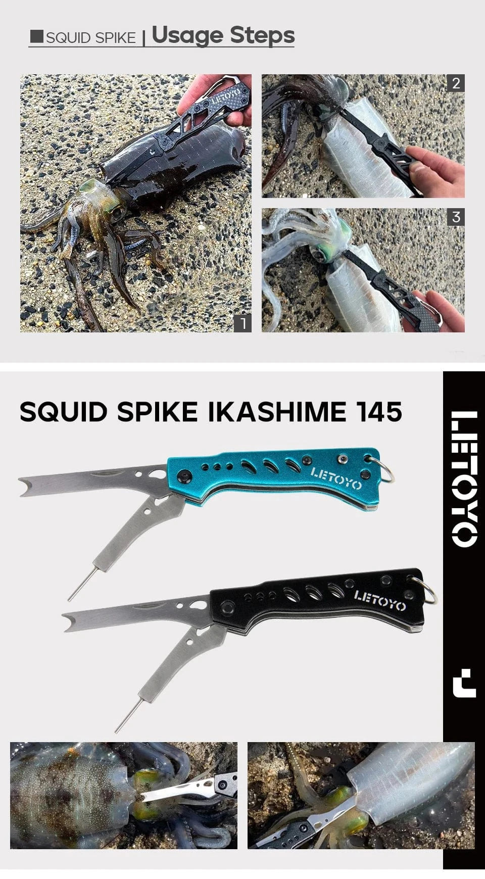 China China LETOYO Squid Nerve Cord Cut Fishing Tools Correct squid jig hook Stainless Steel Squid Knife for Webfoot Octopus Cuttlefish