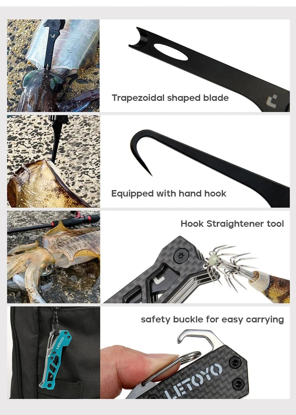 China China LETOYO Squid Nerve Cord Cut Fishing Tools Correct squid jig hook Stainless Steel Squid Knife for Webfoot Octopus Cuttlefish