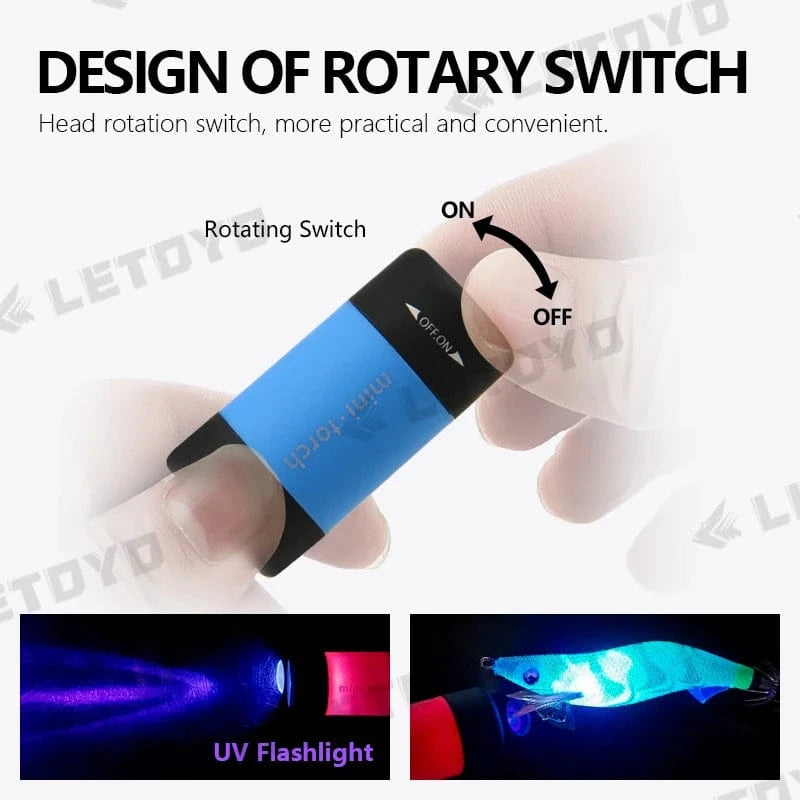 China China LETOYO UV USB Flashlights Led Mini Light Portable Rechargeable Waterproof Flashlight for squid jig Sea fishing accessories