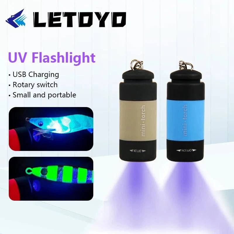 China China LETOYO UV USB Flashlights Led Mini Light Portable Rechargeable Waterproof Flashlight for squid jig Sea fishing accessories