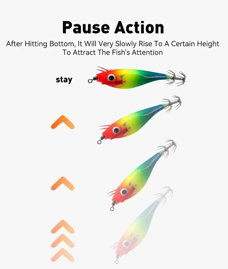 China China LEYDUN Luminous Horizontal Squid Jig Wood Shrimp Squid Hook 5pcs 14pcs Fishing Lures Octopus Cuttlefish Shrimp Saltwater Baits