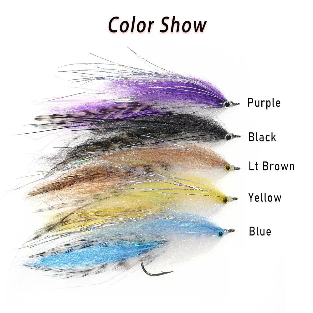 China China LIONRIVER Saltwater Streamer Flies Flash Tinsel EP Silky Fibers Fish Salmon Bass Pike Trout Fishing Artificial Lure Baits Tackel