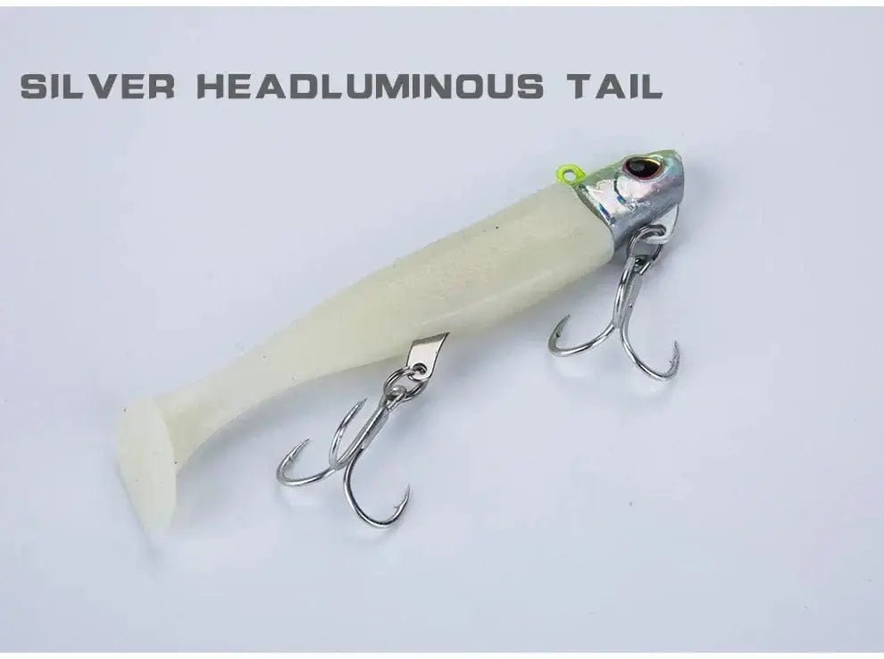China China LUMINOUS / 45G(2pcs) 2pcs Jig Head Soft Bait T Tail Artificial Metal Bait Fishing Jig Sharp Knife Machete Soft T Tail Fishing Lure for hairtail