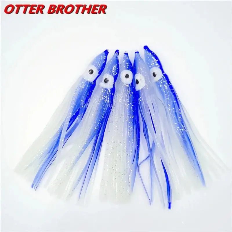 China China Luminous blue / 90mm 5pcs Squid Skirts Octopus  Luminous Soft Lure 50mm/90mm/120mm  Night Fishing Lure Glow Rubber Artificial Tuna Bait pesca