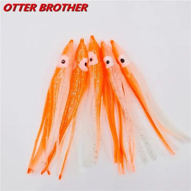 China China Luminous orange / 120mm 5pcs Squid Skirts Octopus  Luminous Soft Lure 50mm/90mm/120mm  Night Fishing Lure Glow Rubber Artificial Tuna Bait pesca