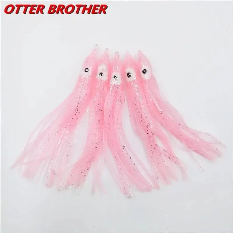 China China Luminous Pink / 50mm 5pcs Squid Skirts Octopus  Luminous Soft Lure 50mm/90mm/120mm  Night Fishing Lure Glow Rubber Artificial Tuna Bait pesca