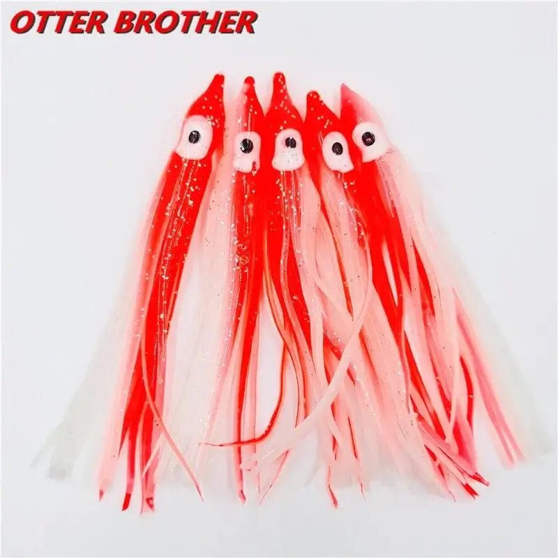 China China Luminous red / 50mm 5pcs Squid Skirts Octopus  Luminous Soft Lure 50mm/90mm/120mm  Night Fishing Lure Glow Rubber Artificial Tuna Bait pesca