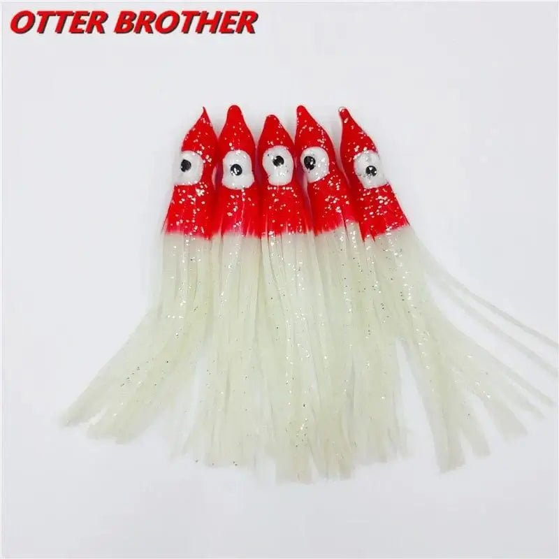 China China Luminous Red head / 90mm 5pcs Squid Skirts Octopus  Luminous Soft Lure 50mm/90mm/120mm  Night Fishing Lure Glow Rubber Artificial Tuna Bait pesca