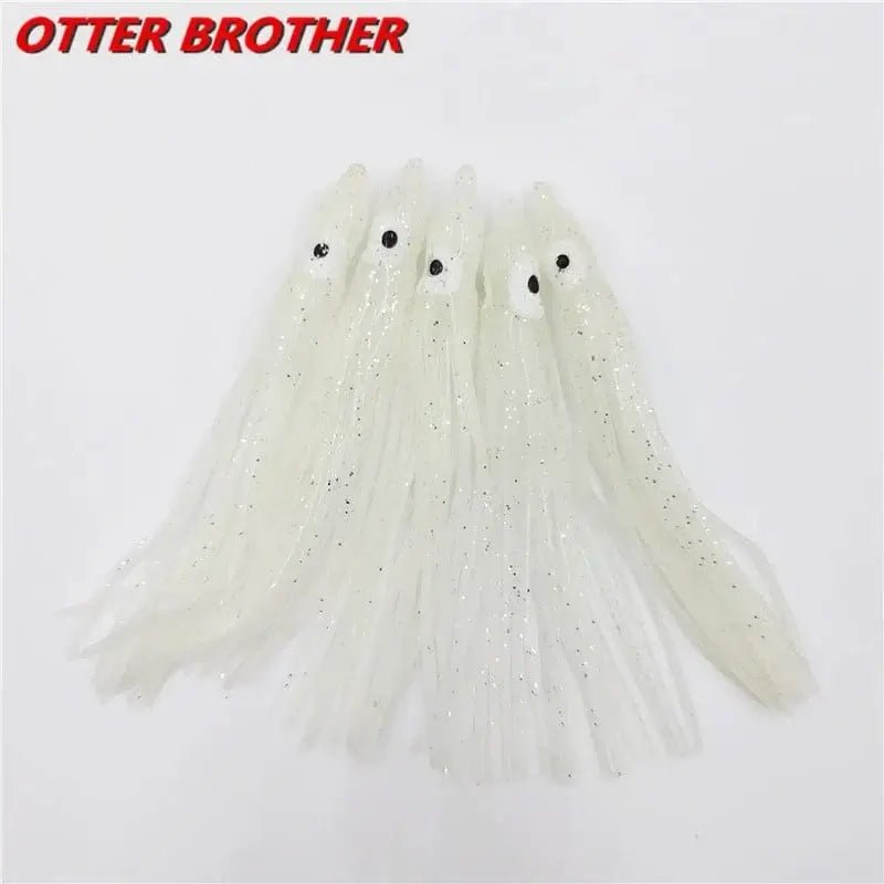 China China Luminous white / 90mm 5pcs Squid Skirts Octopus  Luminous Soft Lure 50mm/90mm/120mm  Night Fishing Lure Glow Rubber Artificial Tuna Bait pesca