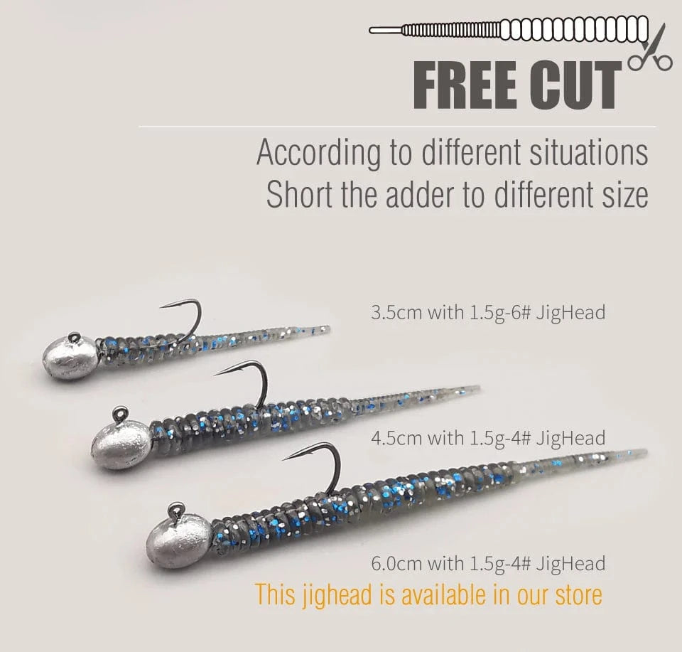 China China LUREHOLIC 0-2.5” Free Cut Aji Fishing ROCK ADDER Fineese Lure Fishing Soft Lure Needle Tail Mini