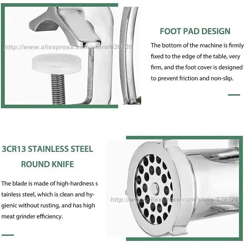 China China Manual Meat Grinder Stainless Steel Hand Crank Meat Grinding Machine Sausage Stuffer Filler Household Pork Mincer Sausage Maker