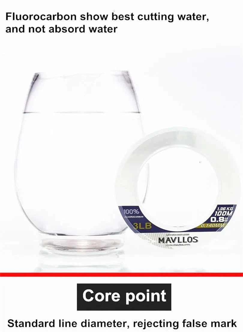 China China Mavllos 100% 100M Fluorocarbon Fishing Line Carp Super Strong  Leader Carbon Fiber Saltwater Fly Fishing Line Monofilament Lines
