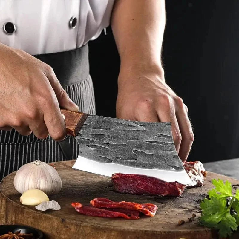 China China Meat Cleaver Kitchen Chef Knives Handmade Forged Stainless Steel Boning Butcher Knife Wooden Handle Kitchen Accessories