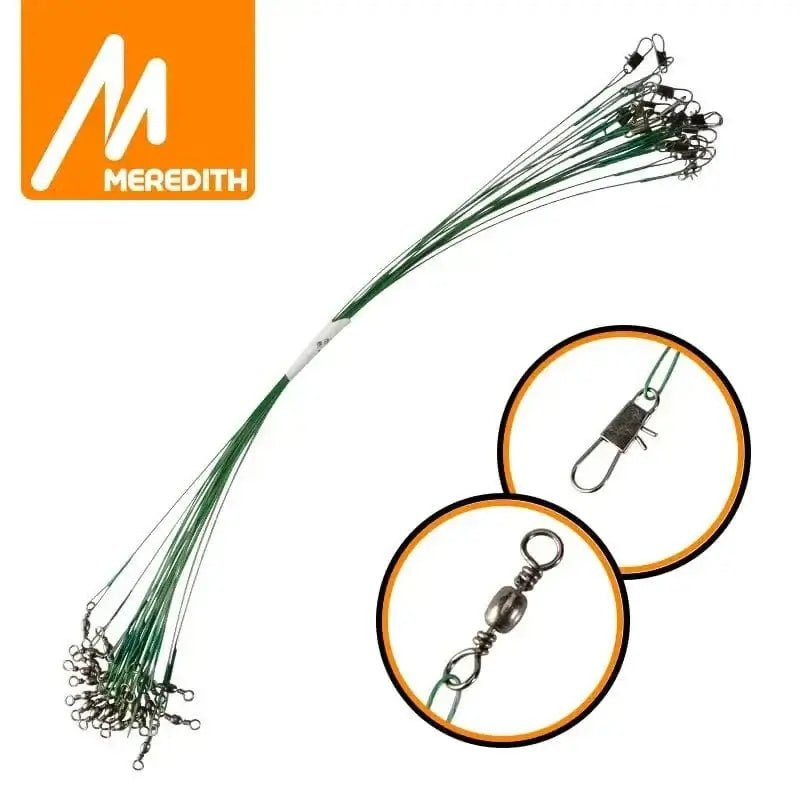 China China MEREDITH Anti Bite Steel Fishing Line 15cm-25cm Steel Wire Leader With Swivel Fishing Accessory Lead Core Leash Fishing Wire