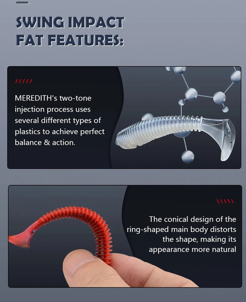 China China MEREDITH Fishing Soft Lures Shad Swing Impact Fat Vibro Fat Soft Bait 75mm 85mm 180mm Tackle Lifelike Iscas Wobbler PVA Fishing