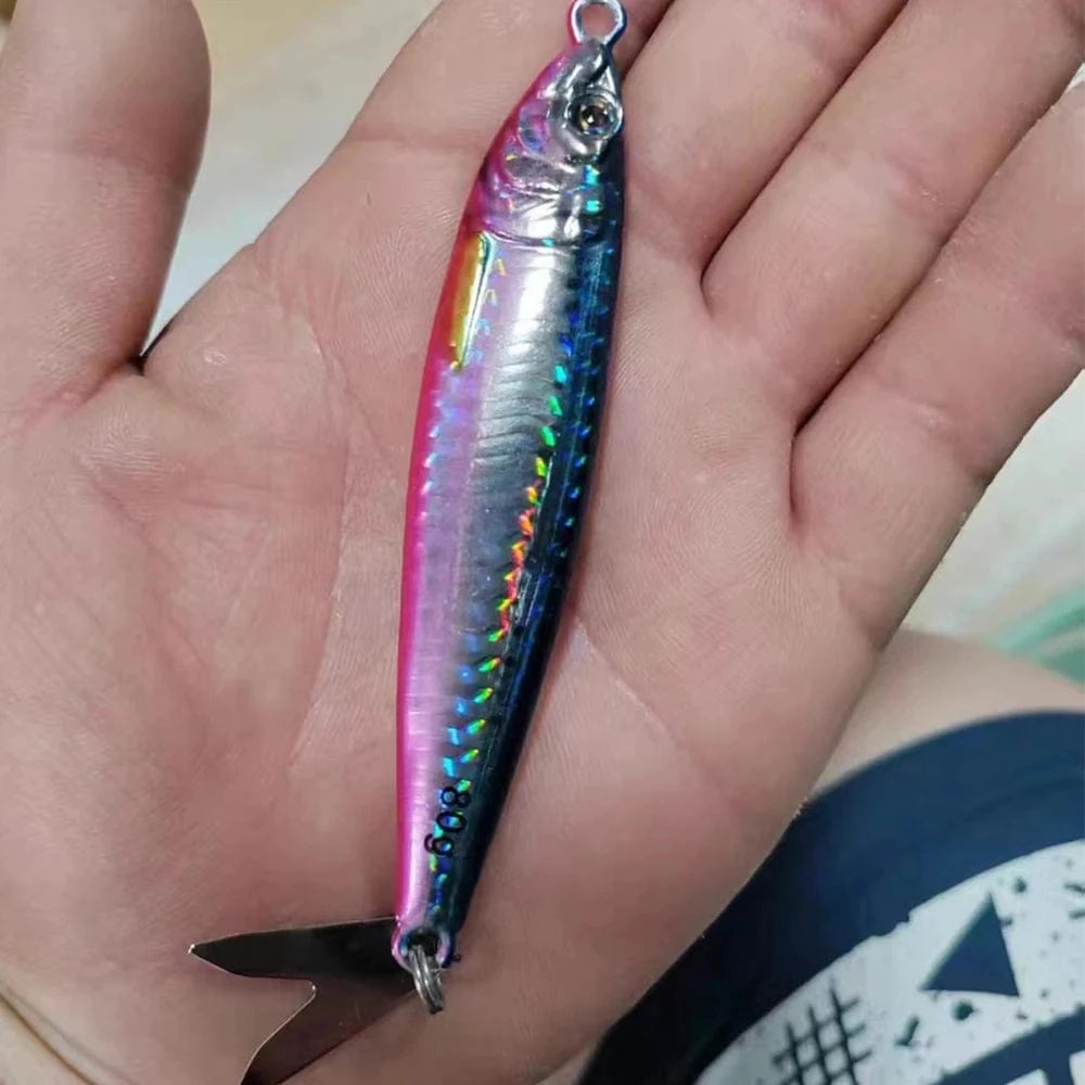 China China Metal Jig 3 WithHook / 21G 3D Metal Jig Shore Jigging 40G60G80G Saltwater Fishing Lure Drag Cast Hard Bait Bass Spoon Bait Trout Lures For Tuna Mahi Marlin