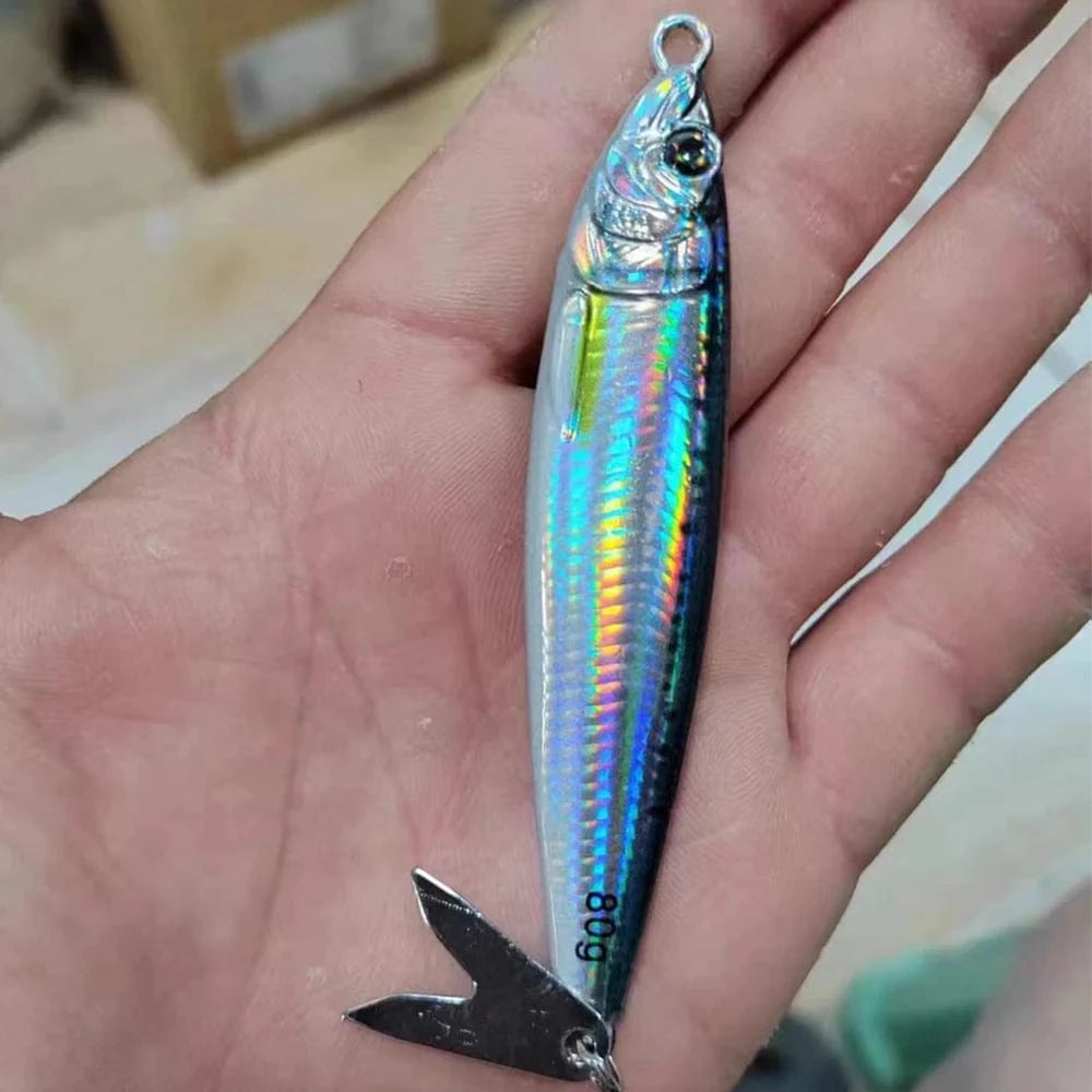 China China Metal Jig 4 WithHook / 21G 3D Metal Jig Shore Jigging 40G60G80G Saltwater Fishing Lure Drag Cast Hard Bait Bass Spoon Bait Trout Lures For Tuna Mahi Marlin