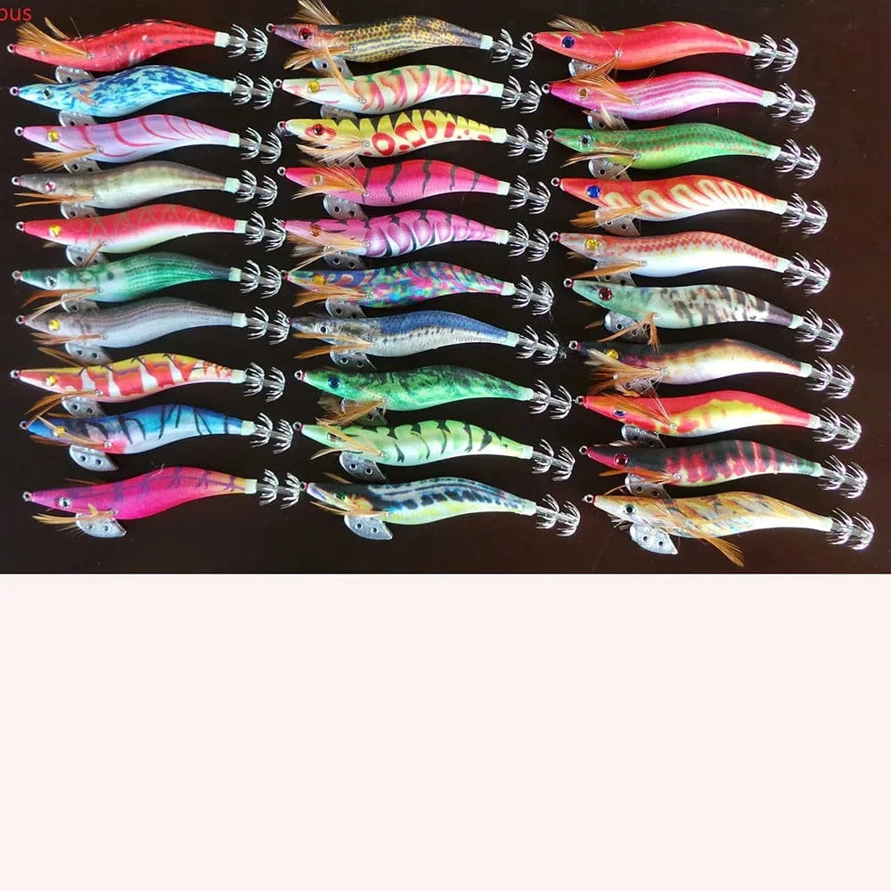 China China mixed / 3.5 20pcs 3.5#   squid jigs  (13.5cm  20g)squid hook fishing lure ,jig bait, wood shrimp.fishingtackle .