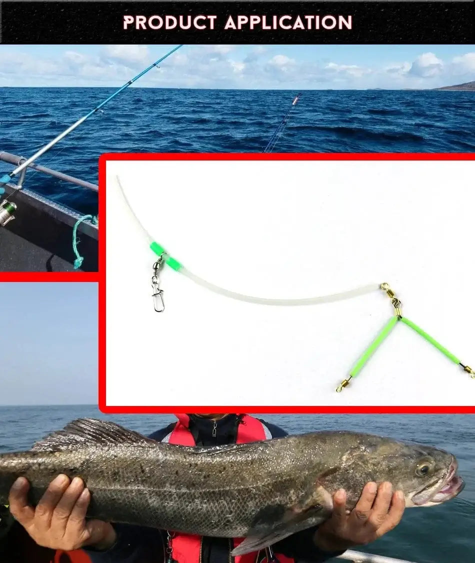 China China MNFT 6Pcs Luminous Stainless Steel Anti Tangle Booms With Swivel Hook Lure Connector Supplies Sea /Boat Fishing Tackle