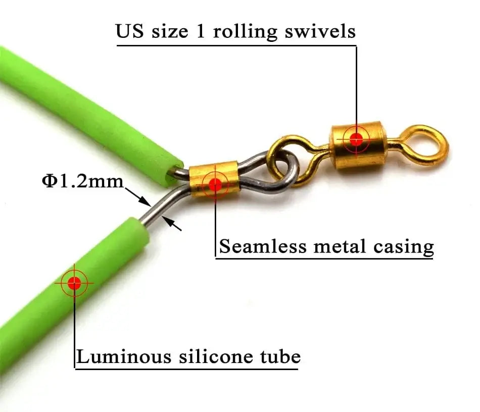 China China MNFT 6Pcs Luminous Stainless Steel Anti Tangle Booms With Swivel Hook Lure Connector Supplies Sea /Boat Fishing Tackle