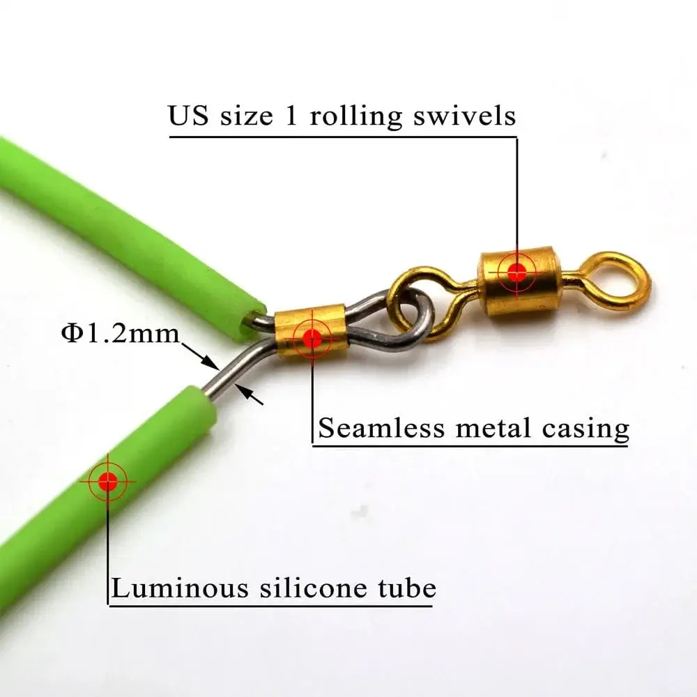 China China MNFT 6Pcs Luminous Stainless Steel Anti Tangle Booms With Swivel Hook Lure Connector Supplies Sea /Boat Fishing Tackle