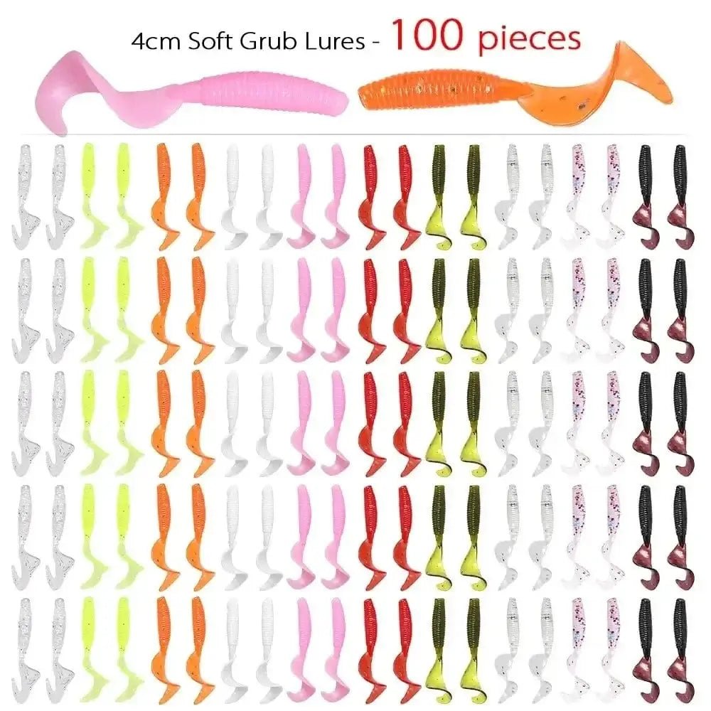 China China MULTI 100Pcs/Lot Fishing Lures 4cm 0.4g Soft Bait Artificial Silicone Wobbler Worm Moggot Grub Lure Sea Swimbait Pike Carp Accessories