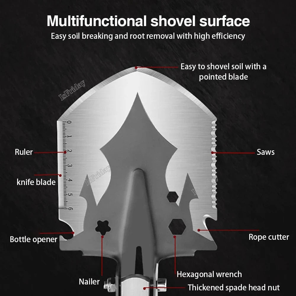 China China Multifunctional Military Shovel 4 Section Pipe Folding Shovel and Knife Outdoor Fishing Camping Survival Set Garden Tools Kit