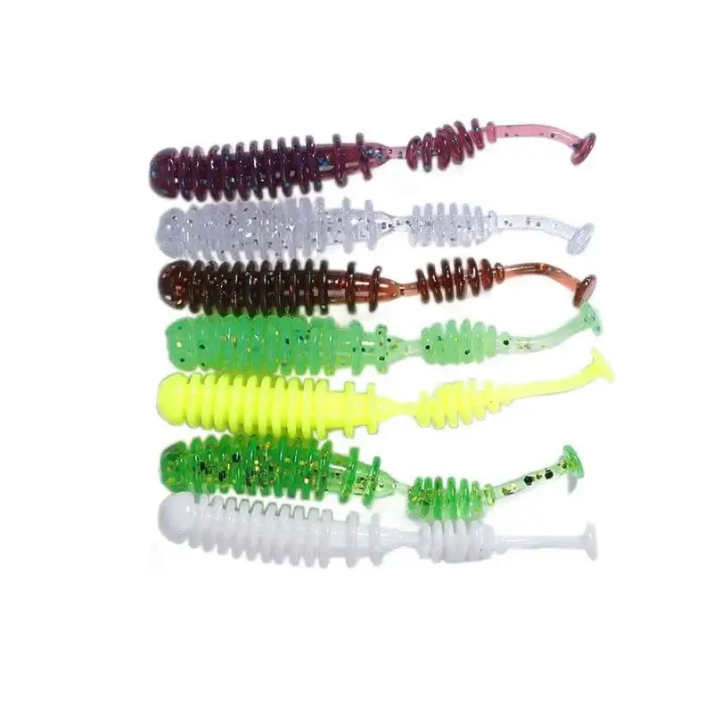 China China New 10pcs 4.2cm Fishing Soft Worm Lures Pin Tail Ice Fishing Bait Soft Polaris Sinking Lure Pesca Cheap Silicone Fishing Tackle