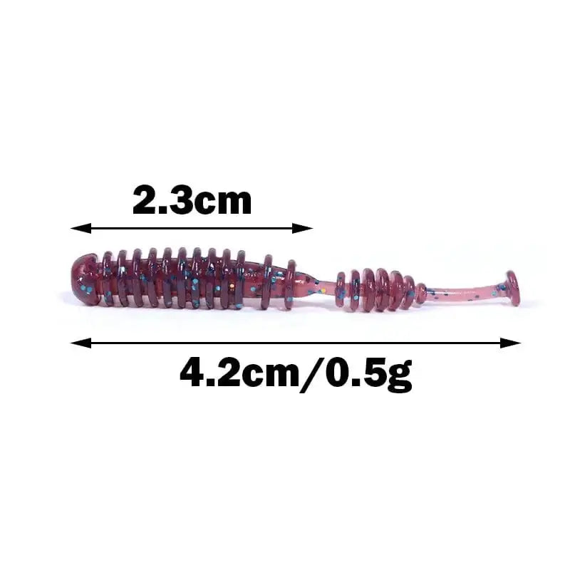 China China New 10pcs 4.2cm Fishing Soft Worm Lures Pin Tail Ice Fishing Bait Soft Polaris Sinking Lure Pesca Cheap Silicone Fishing Tackle