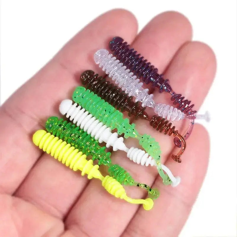 China China New 10pcs 4.2cm Fishing Soft Worm Lures Pin Tail Ice Fishing Bait Soft Polaris Sinking Lure Pesca Cheap Silicone Fishing Tackle