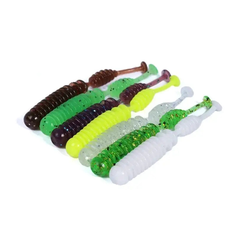 China China New 10pcs 4.2cm Fishing Soft Worm Lures Pin Tail Ice Fishing Bait Soft Polaris Sinking Lure Pesca Cheap Silicone Fishing Tackle