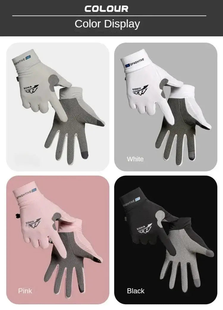 China China New Fashion Ice Silk Gloves Men's Summer Thin Outdoor Riding Anti Slip Sunscreen Full Finger Fishing Gloves Kayak Rowing Gloves