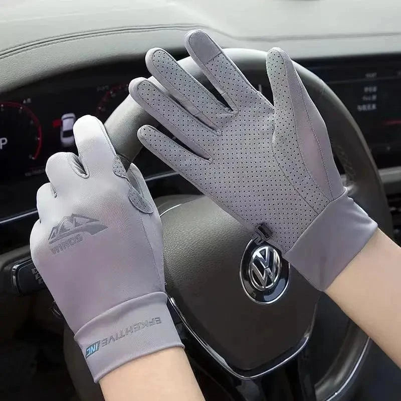 China China New Fashion Ice Silk Gloves Men's Summer Thin Outdoor Riding Anti Slip Sunscreen Full Finger Fishing Gloves Kayak Rowing Gloves