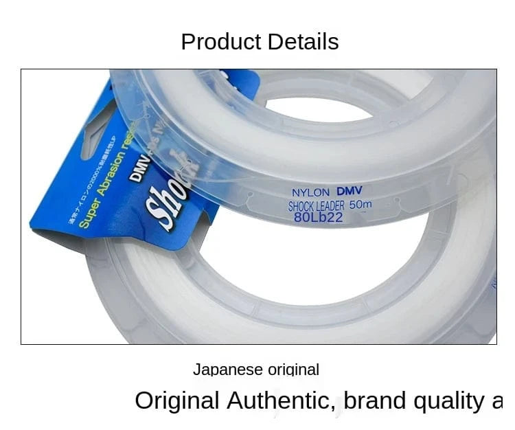 China China New JAPAN Original 50M Nylon Saltwater High Stength Jigging/Popping Leader Fishing Line #7--#60 Tuna Bass for Fishing Reel