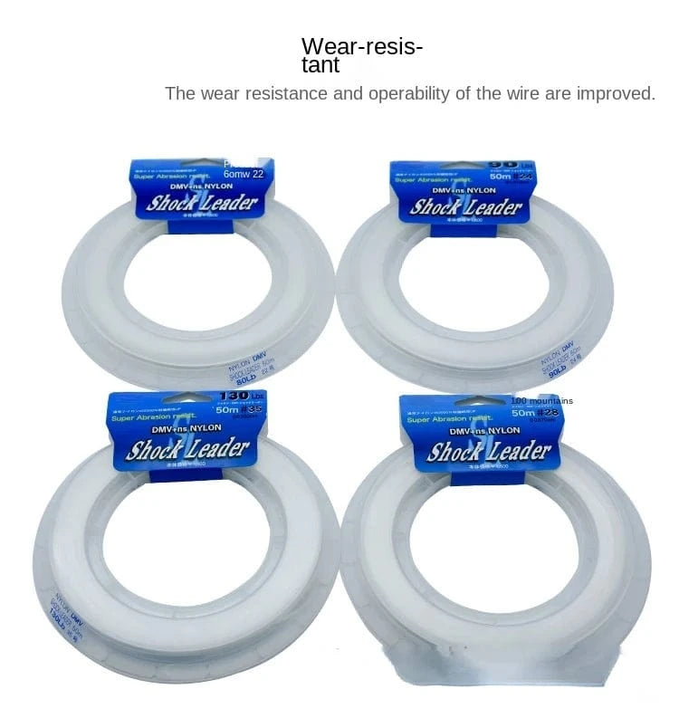 China China New JAPAN Original 50M Nylon Saltwater High Stength Jigging/Popping Leader Fishing Line #7--#60 Tuna Bass for Fishing Reel
