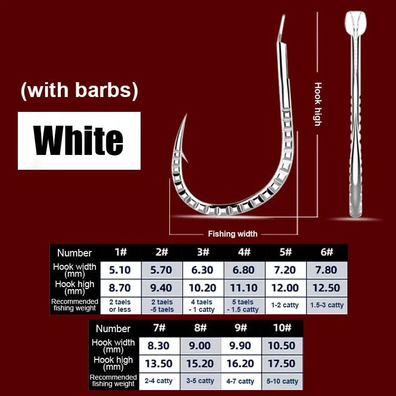 China China No.4 sliver 10pcs Dragon Scale Kirin Iseni Dazzling Silver And White Mackerel Big Game Hooks Black Pit Wild Fishing Big Game Bulk Hooks