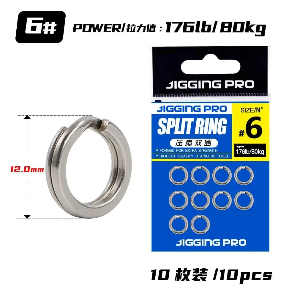 China China NO.6 JIGGING PRO Split Rings Fishing 10/15Pcs Stainless Steel Lure Rings Fishing Connectors Snap Rings Fishing Accessories