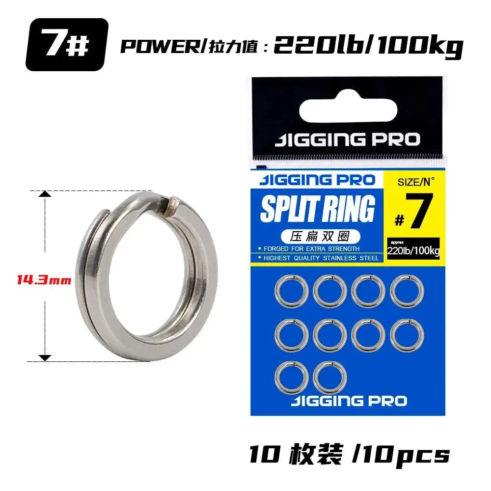 China China NO.7 JIGGING PRO Split Rings Fishing 10/15Pcs Stainless Steel Lure Rings Fishing Connectors Snap Rings Fishing Accessories