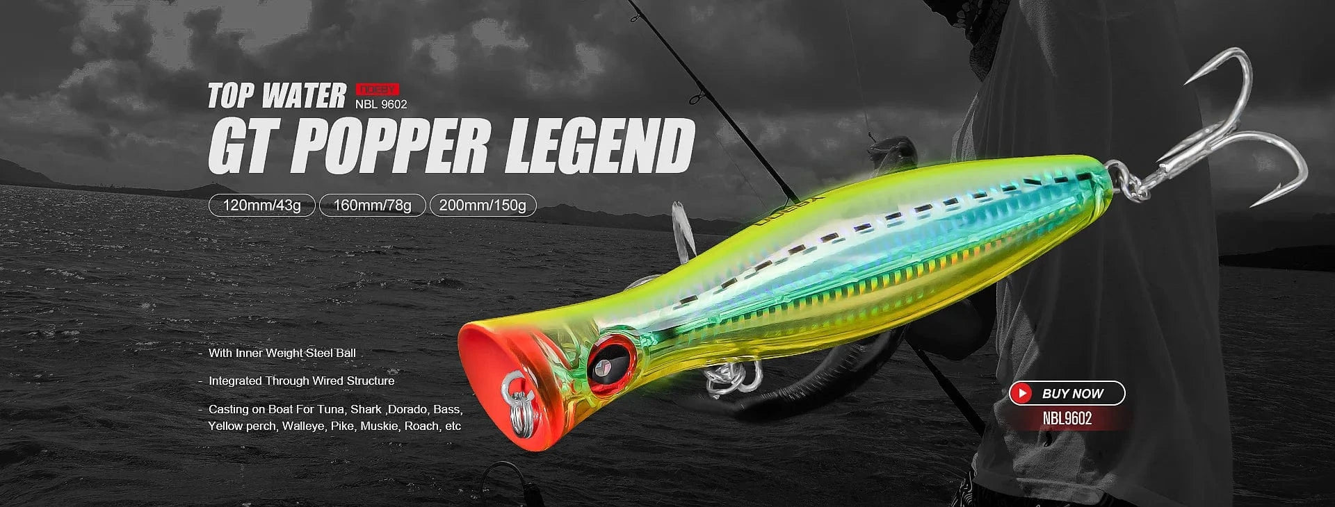 China China Noeby Big Game Popper 205mm 133g  Fishing Lure Topwater Wobbler Artificial Hard Bait for Tuna GT Saltwater Surface Fishing Lures