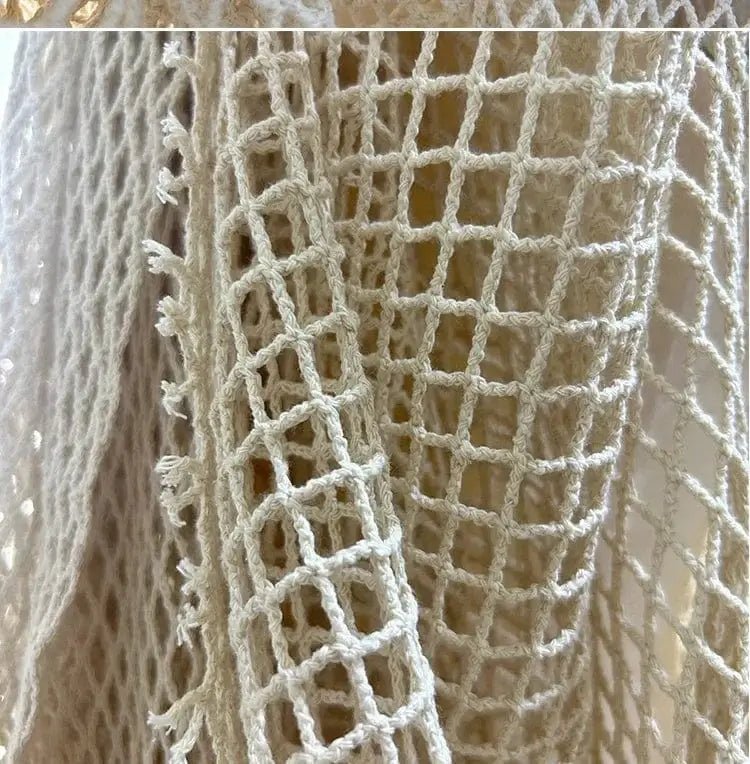 China China Off white / 50x150cm Fishing Net Fabric Cotton Linen Large Mesh Diamond Shooting Background Creative Diy Sewing By The Meter Wholesale
