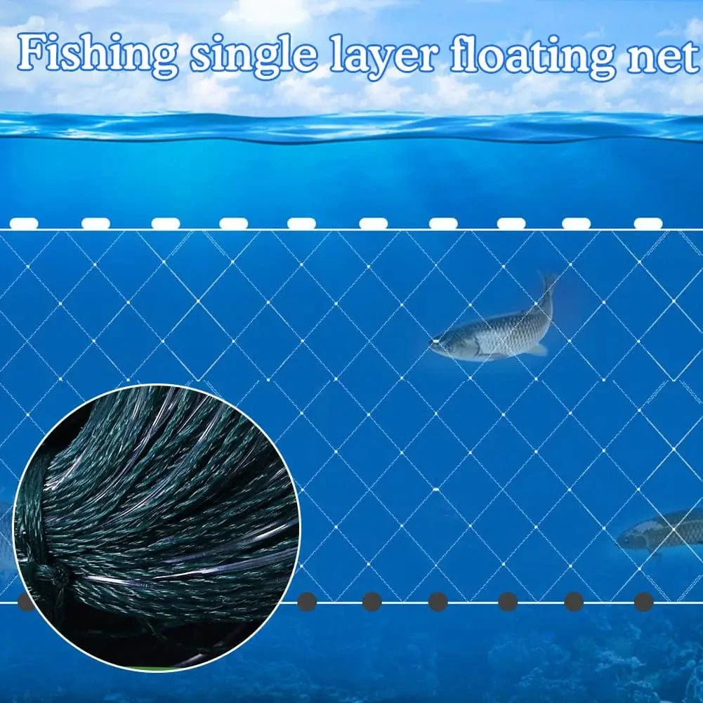 China China One Layer Fishing Net Single Mesh Nylon Float Accessories Fishing Gill Net Hand Monofilament Casting Trap Net Fishi W8U8